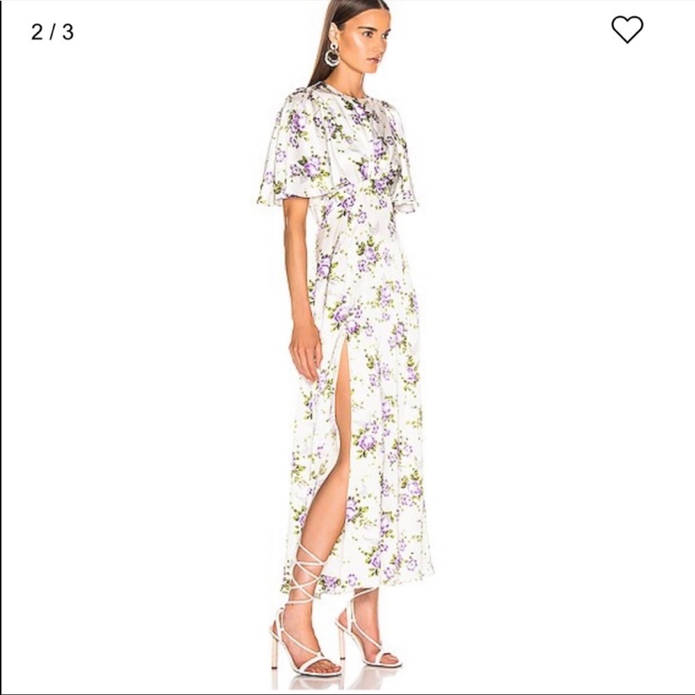 Les Reveries Petal Sleeve Slit Front Dress